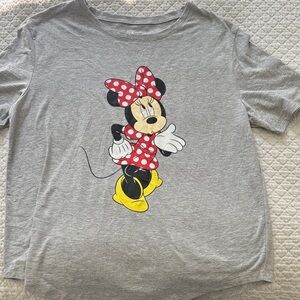Disney Minnie Mouse Graphic Tee - Gray with Red & Yellow Accents